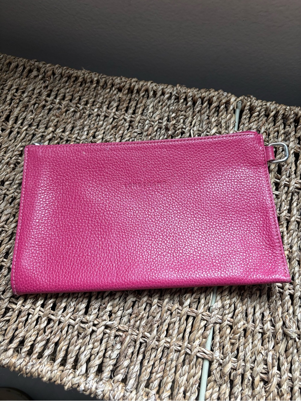 Longchamp Pink Leather Cosmetic Pouch